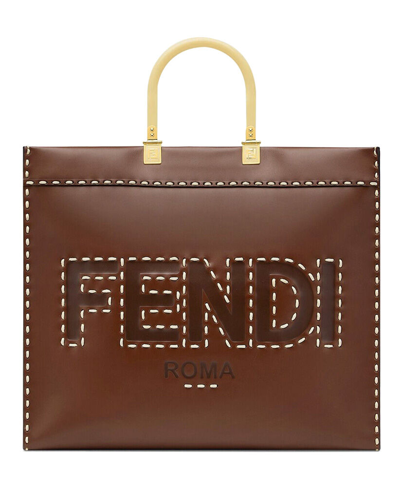 Fendi Medium Sunshine Shopper Grey Leather Bag